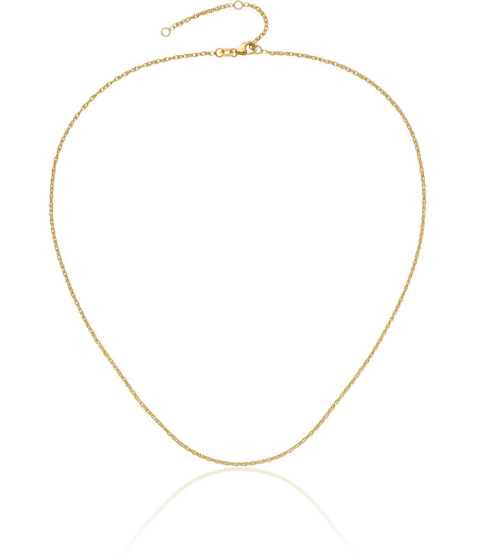 14K Solid Yellow Gold 1.5mm Rope Adjustable Chain Necklace