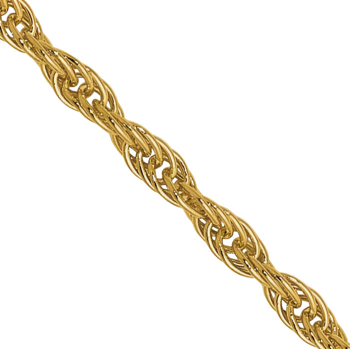 14K Solid Yellow Gold 1.5mm Rope Chain Twisted Link Necklace