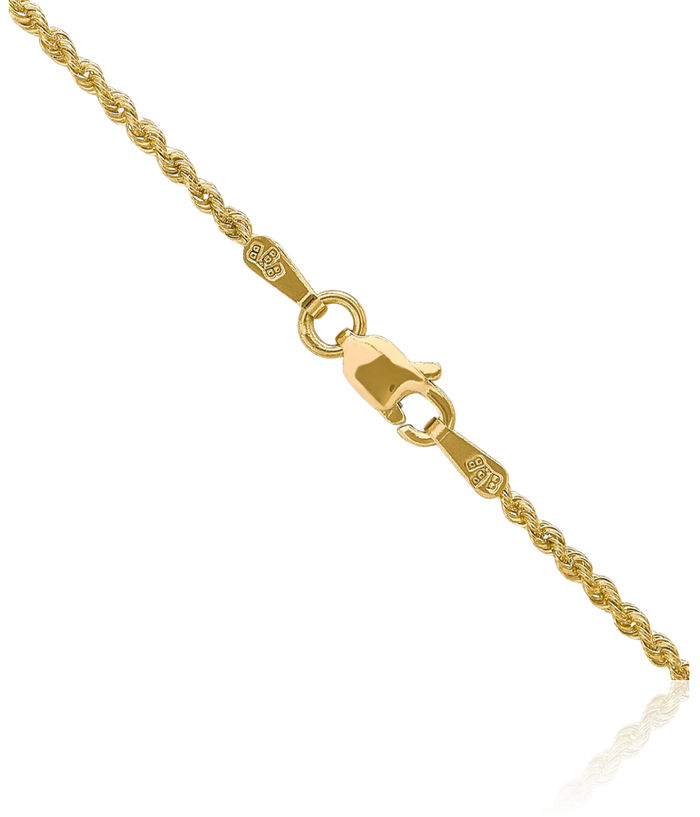 14K Solid Yellow Gold 1.5mm Rope Chain Twisted Link Necklace