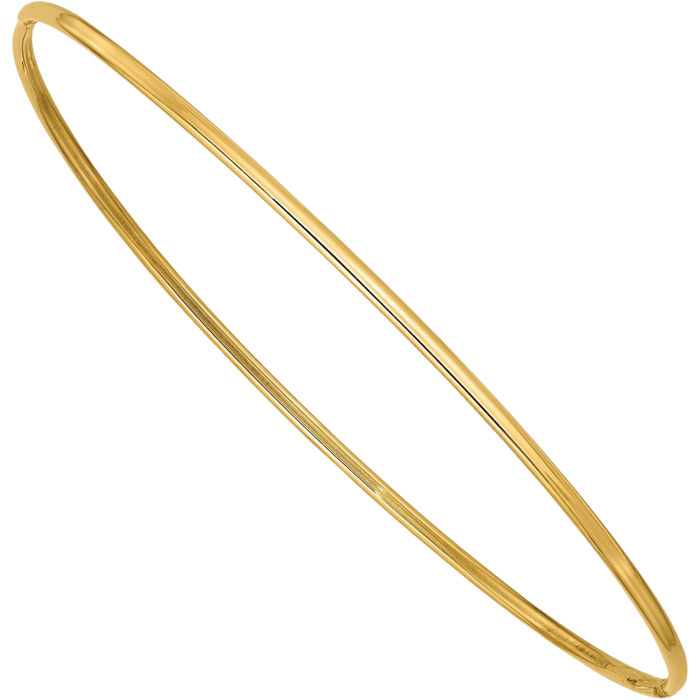 14K Solid Yellow Gold 1.5mm Slip On Bangle Bracelet