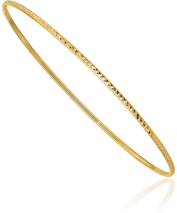 14K Solid Yellow Gold 1.5mm Slip On Bangle Bracelet