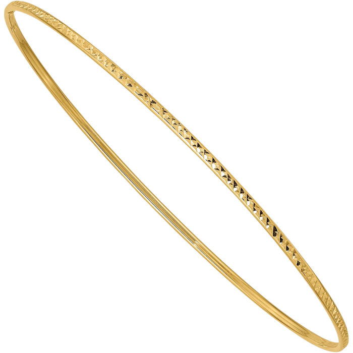 14K Solid Yellow Gold 1.5mm Slip On Bangle Bracelet