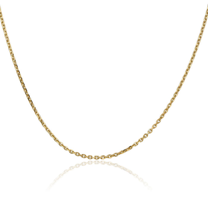 14K Solid Yellow Gold 1.65mm Cable Rolo Link Chain Belcher Necklace