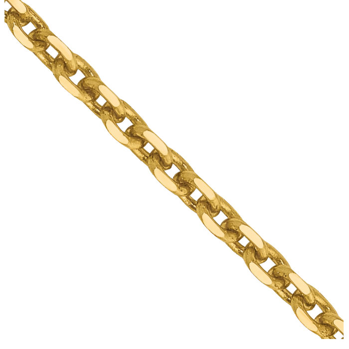 14K Solid Yellow Gold 1.65mm Cable Rolo Link Chain Belcher Necklace