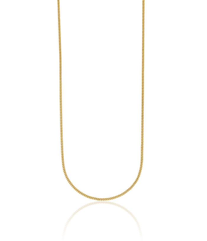 14K Solid Yellow Gold 1.6mm Curb Link Chain Necklace