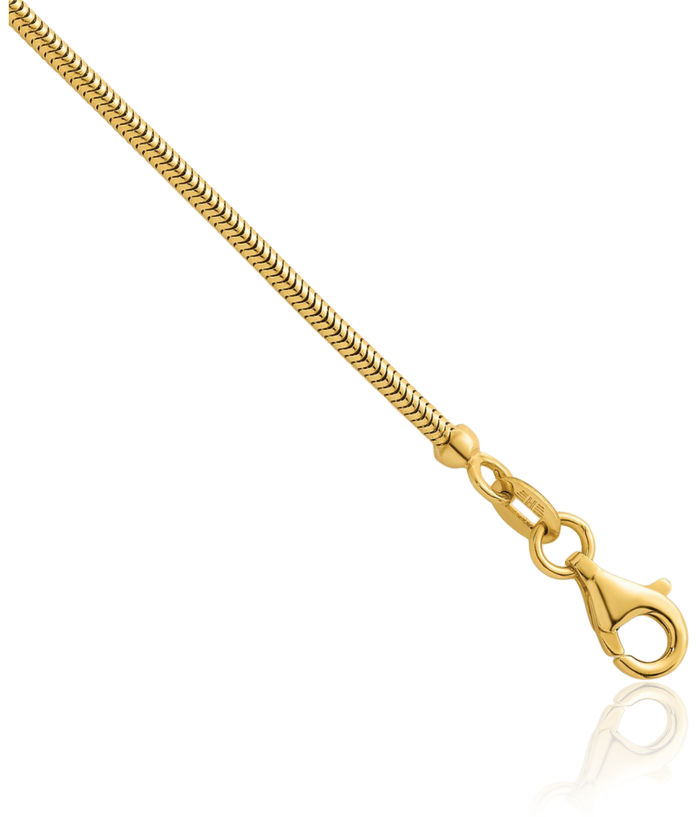 14K Solid Yellow Gold 1.6mm Cubetto Omega Snake Chain Herringbone Necklace