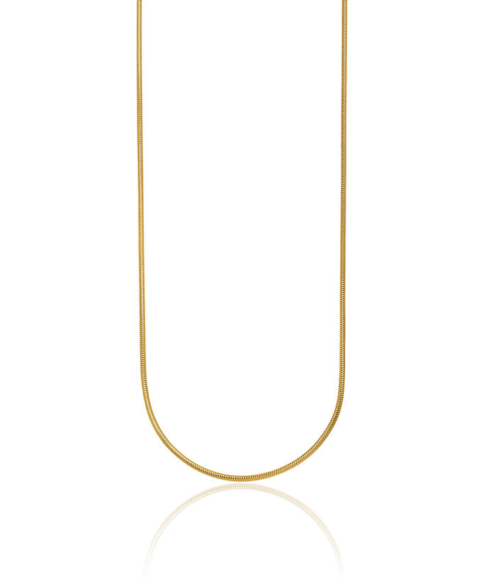 14K Solid Yellow Gold 1.6mm Cubetto Omega Snake Chain Herringbone Necklace