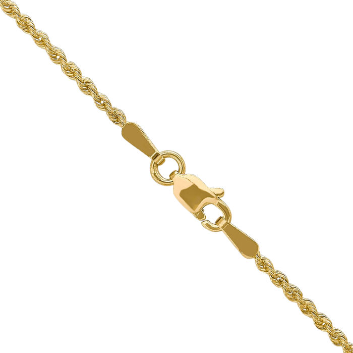 14K Solid Yellow Gold 1.6mm Rope Chain Twisted Link Necklace