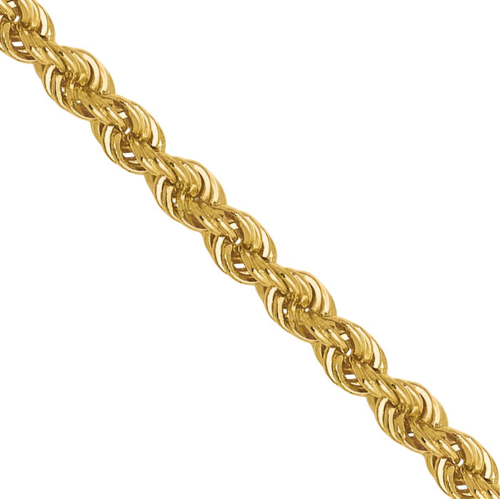 14K Solid Yellow Gold 1.6mm Rope Chain Twisted Link Necklace