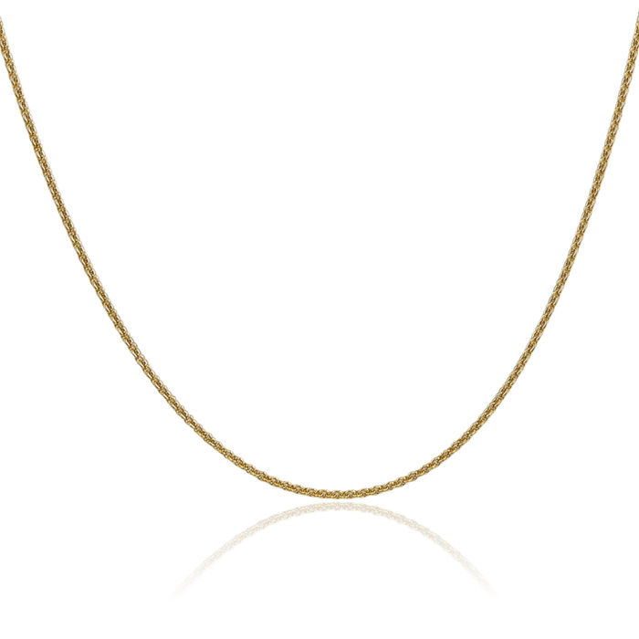 14K Solid Yellow Gold 1.6mm Round Cable Rolo Link Chain Belcher Necklace