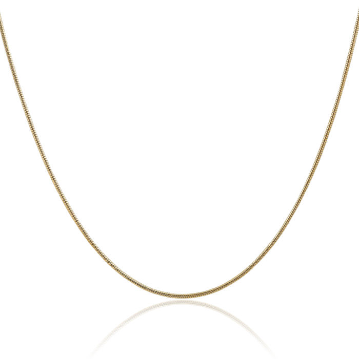 14K Solid Yellow Gold 1.6mm Round Cubetto Omega Snake Chain Herringbone Necklace