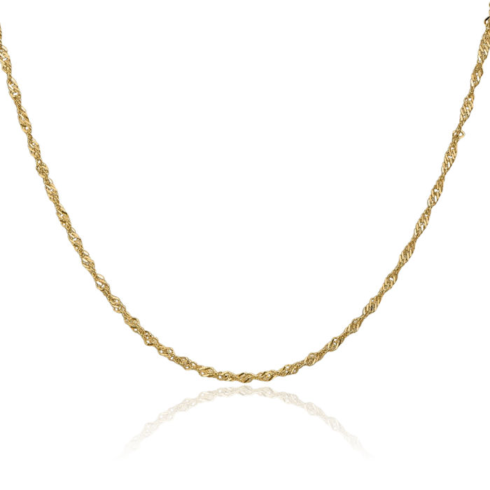 14K Solid Yellow Gold 1.6mm Singapore Chain Necklace