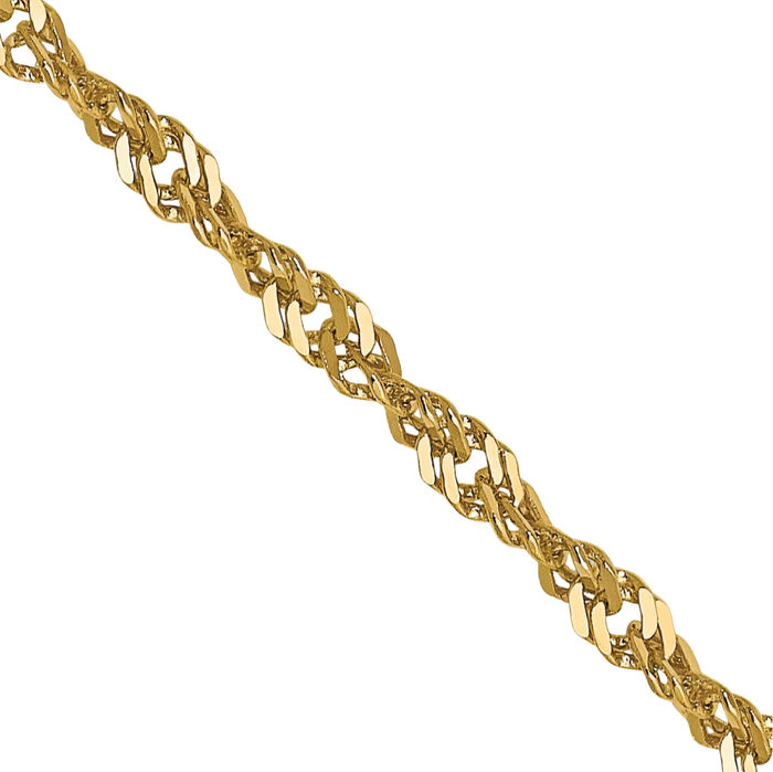 14K Solid Yellow Gold 1.6mm Singapore Chain Necklace