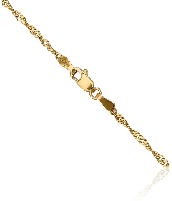 14K Solid Yellow Gold 1.70mm Singapore Chain Necklace