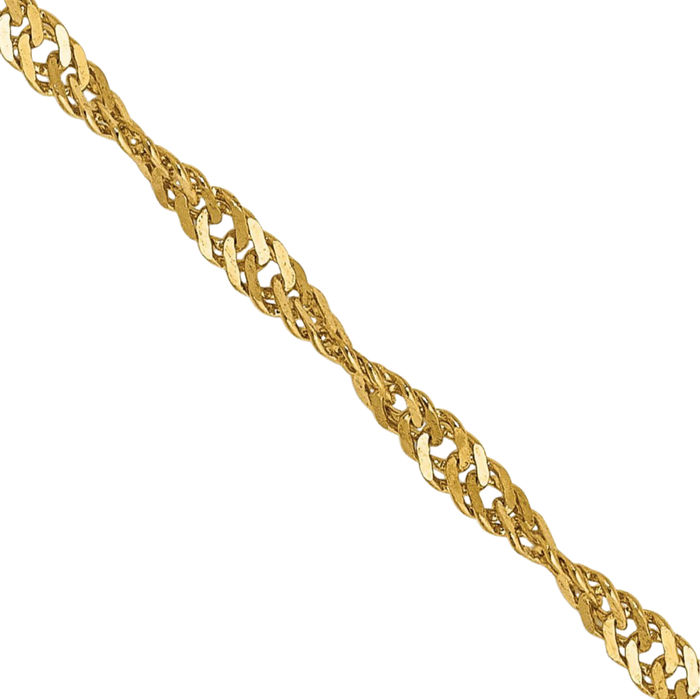 14K Solid Yellow Gold 1.70mm Singapore Chain Necklace