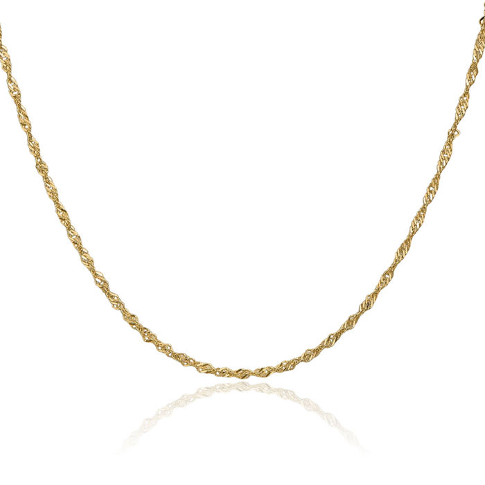 14K Solid Yellow Gold 1.70mm Singapore Chain Necklace