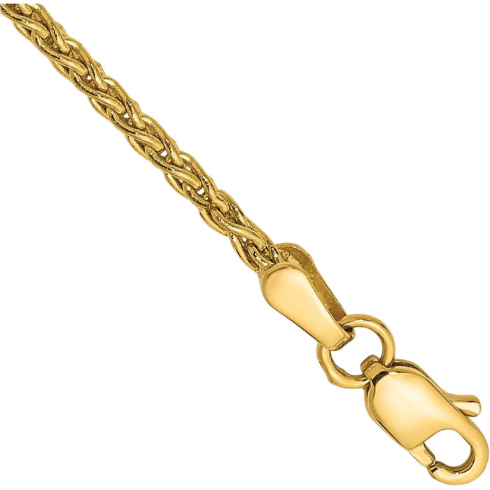 14K Solid Yellow Gold 1.75mm Parisian Spiga Wheat Link Chain Bracelet