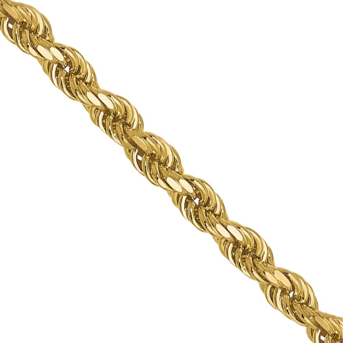 14K Solid Yellow Gold 1.75mm Rope Chain Twisted Link Necklace