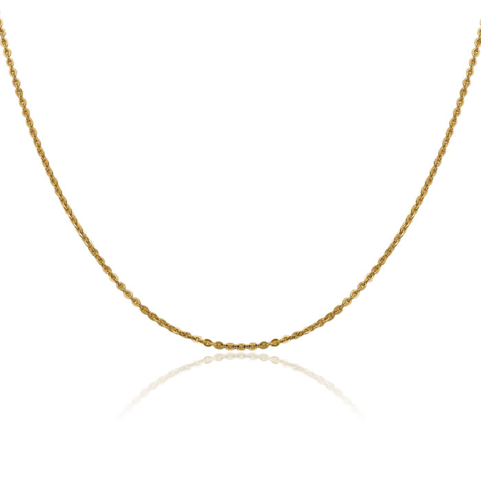 14K Solid Yellow Gold 1.7mm Cable Rolo Link Chain Belcher Necklace