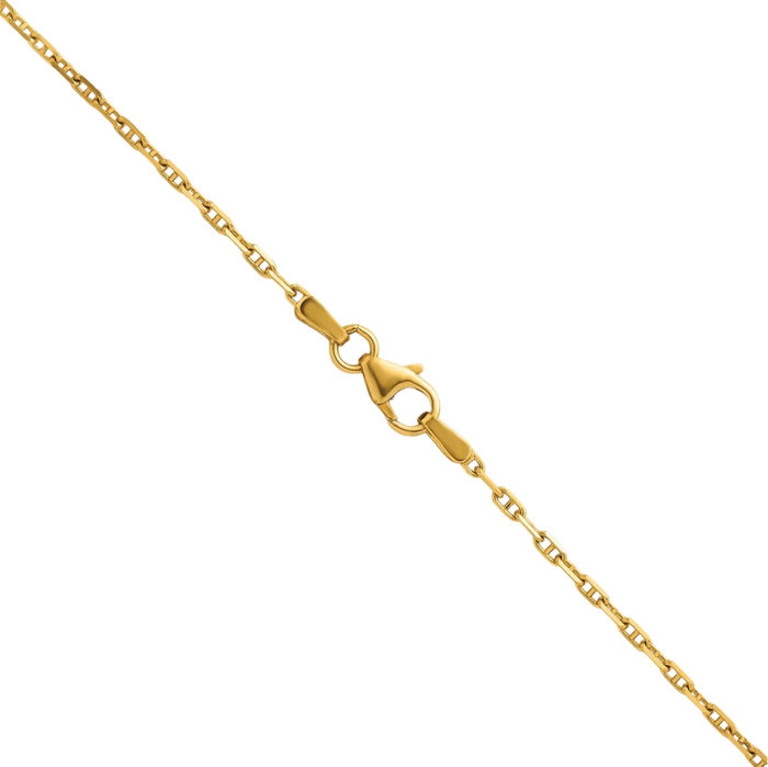 14K Solid Yellow Gold 1.7mm Anchor Mariner Link Chain Necklace