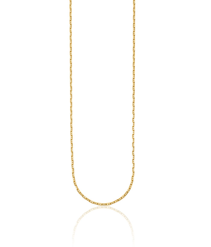 14K Solid Yellow Gold 1.7mm Anchor Mariner Link Chain Necklace