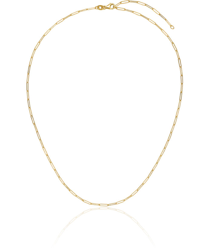 14K Solid Yellow Gold 1.7mm Paperclip Cable Rolo Link Chain Belcher Necklace