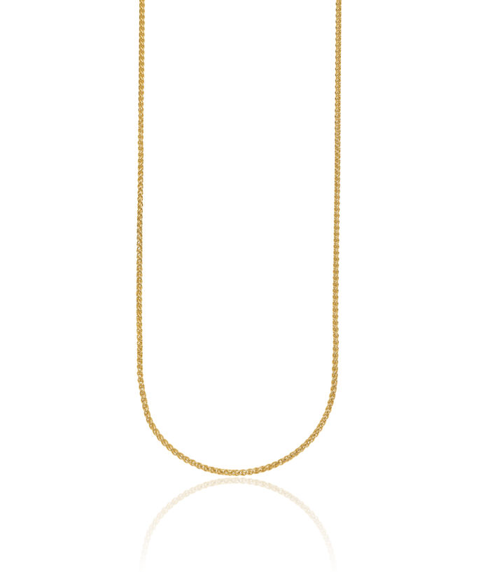 14K Solid Yellow Gold 1.7mm Spiga Wheat Link Chain Necklace