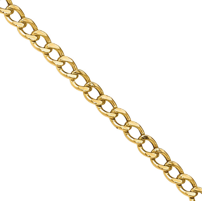 14K Solid Yellow Gold 1.85mm Curb Link Chain Necklace