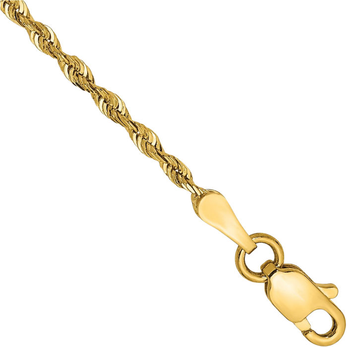 14K Solid Yellow Gold 1.85mm Quadruple Rope Chain Bracelet