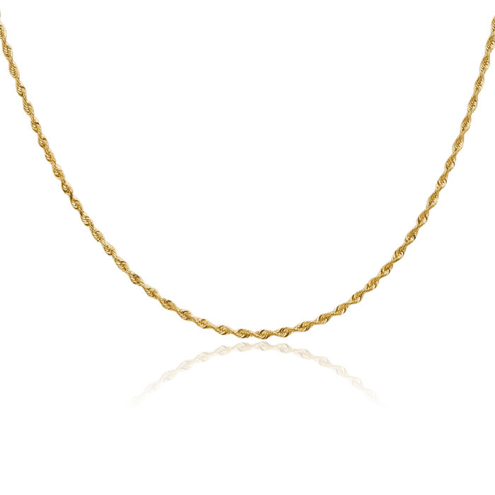 14K Solid Yellow Gold 1.85mm Quadruple Rope Chain Twisted Link Necklace