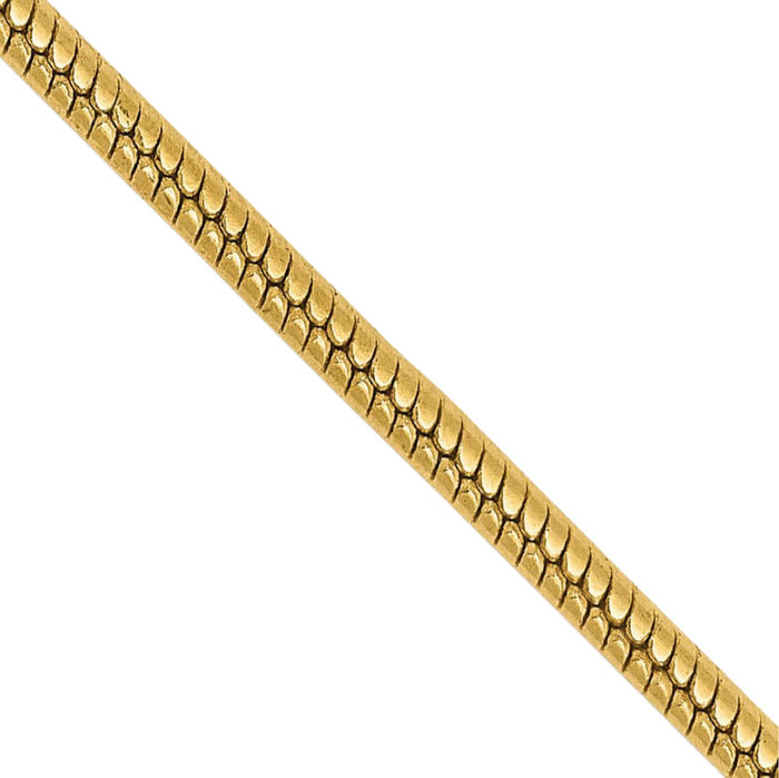 14K Solid Yellow Gold 1.85mm Round Cubetto Omega Snake Chain Herringbone Necklace