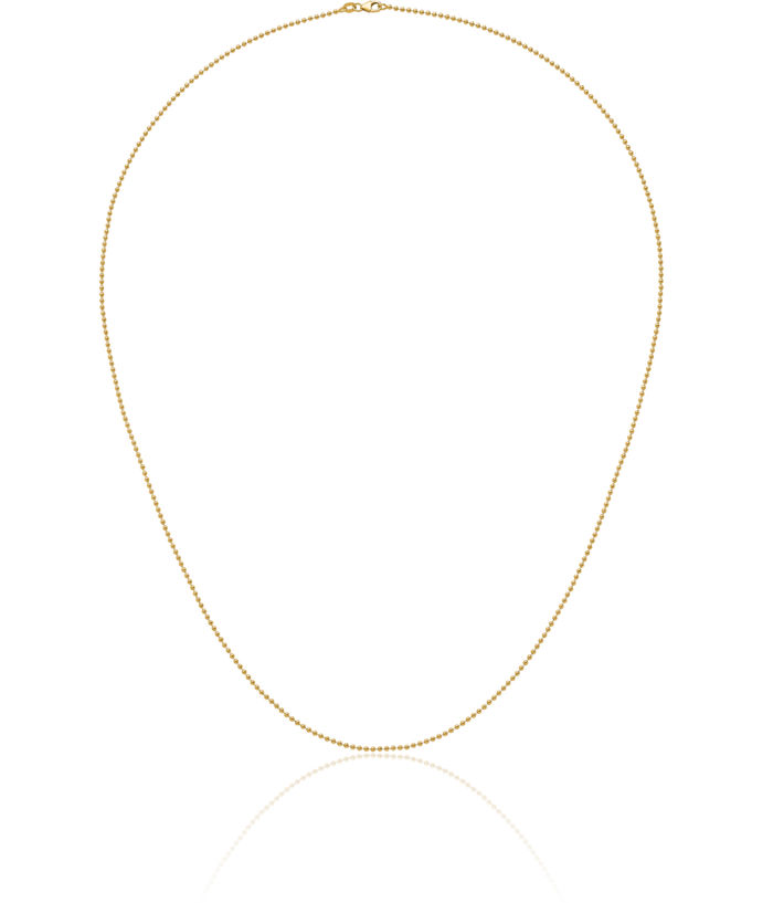 14K Solid Yellow Gold 1.8mm Beaded Ball Chain Necklace