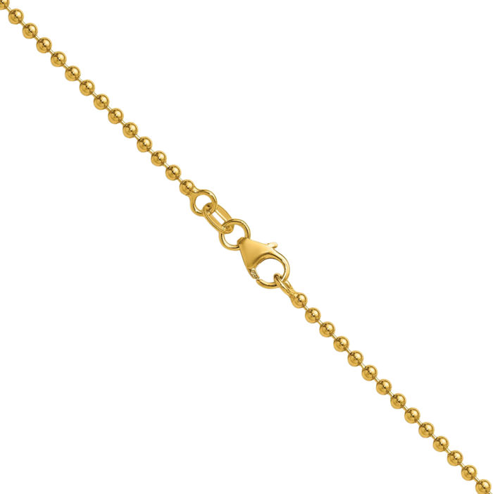 14K Solid Yellow Gold 1.8mm Beaded Ball Chain Necklace