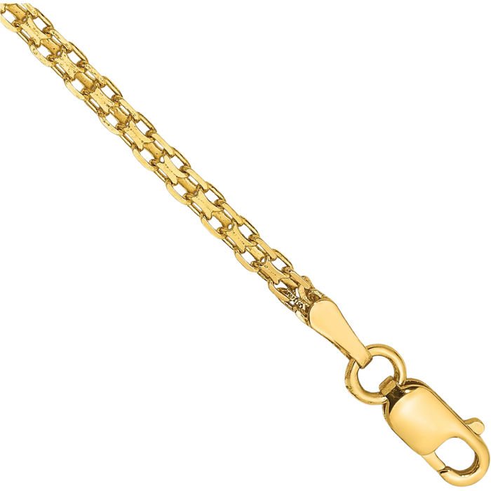 14K Solid Yellow Gold 1.8mm Bismark Chain Bracelet