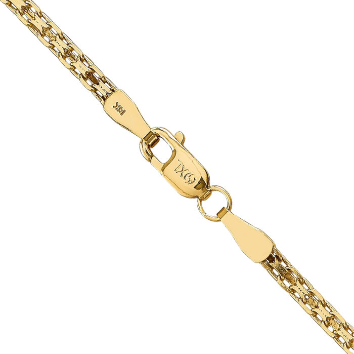 14K Solid Yellow Gold 1.8mm Bismark Chain Necklace