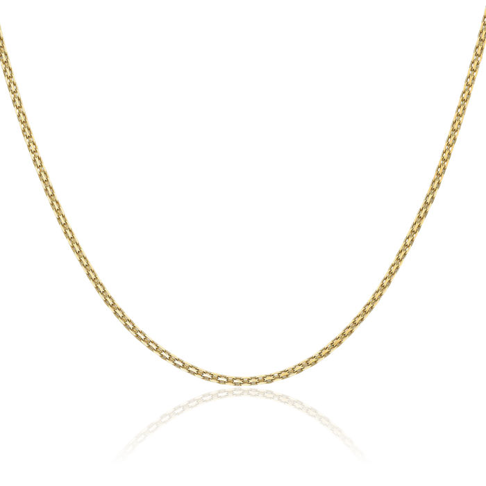 14K Solid Yellow Gold 1.8mm Bismark Chain Necklace