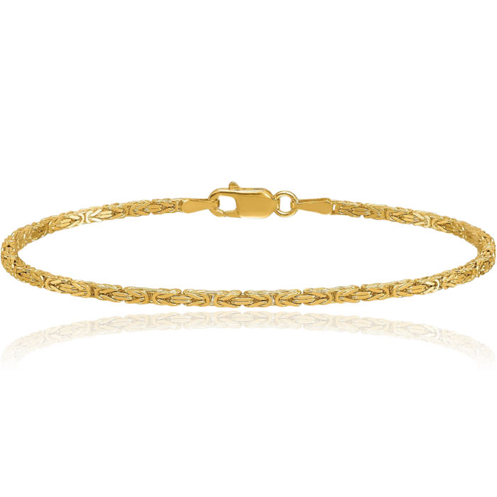 14K Solid Yellow Gold 1.8mm Byzantine Chain Bracelet