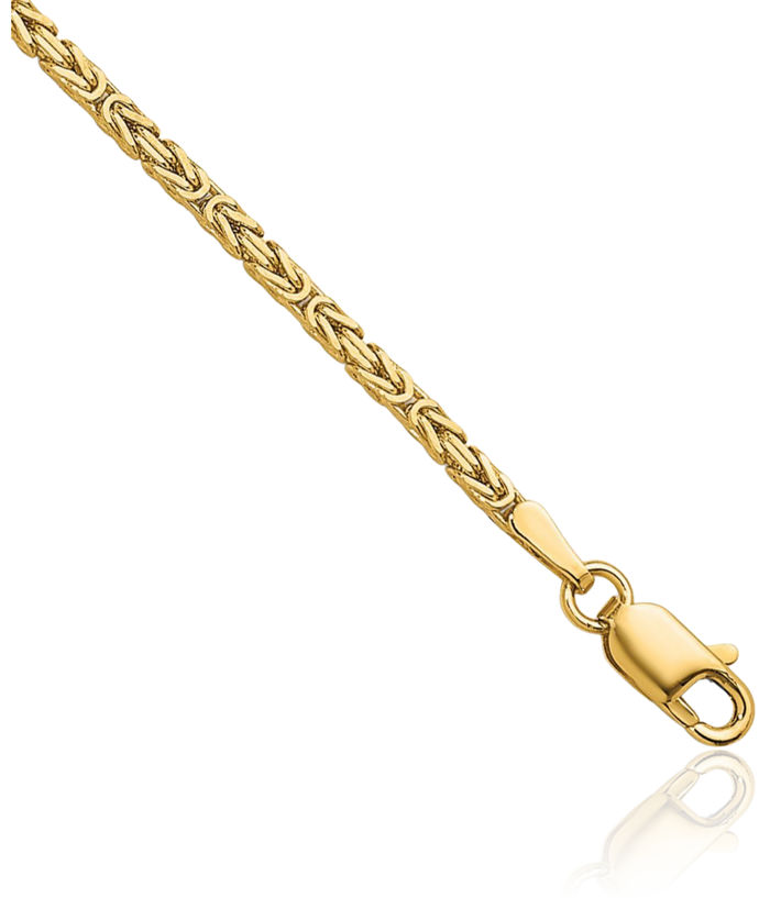 14K Solid Yellow Gold 1.8mm Byzantine Chain Necklace