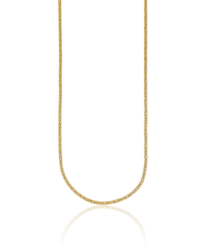 14K Solid Yellow Gold 1.8mm Byzantine Chain Necklace