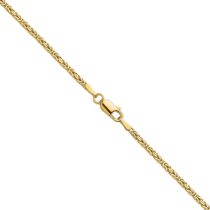 14K Solid Yellow Gold 1.8mm Byzantine Chain Necklace