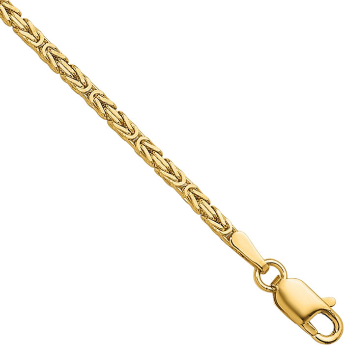 14K Solid Yellow Gold 1.8mm Byzantine Chain Necklace