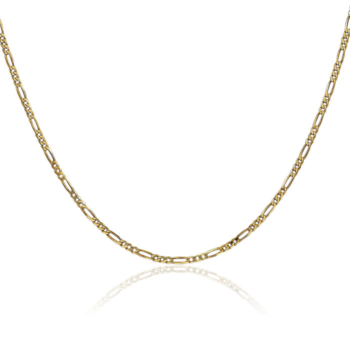 14K Solid Yellow Gold 1.8mm Figaro Link Chain Necklace