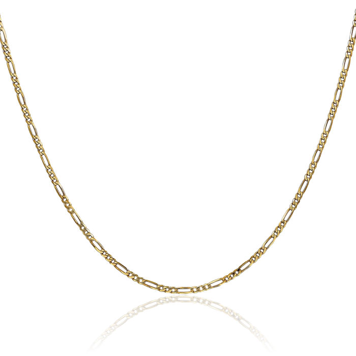 14K Solid Yellow Gold 1.8mm Figaro Link Chain Necklace