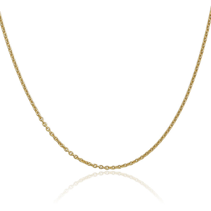 14K Solid Yellow Gold 1.8mm Forzantine Cable Rolo Link Chain Belcher Necklace