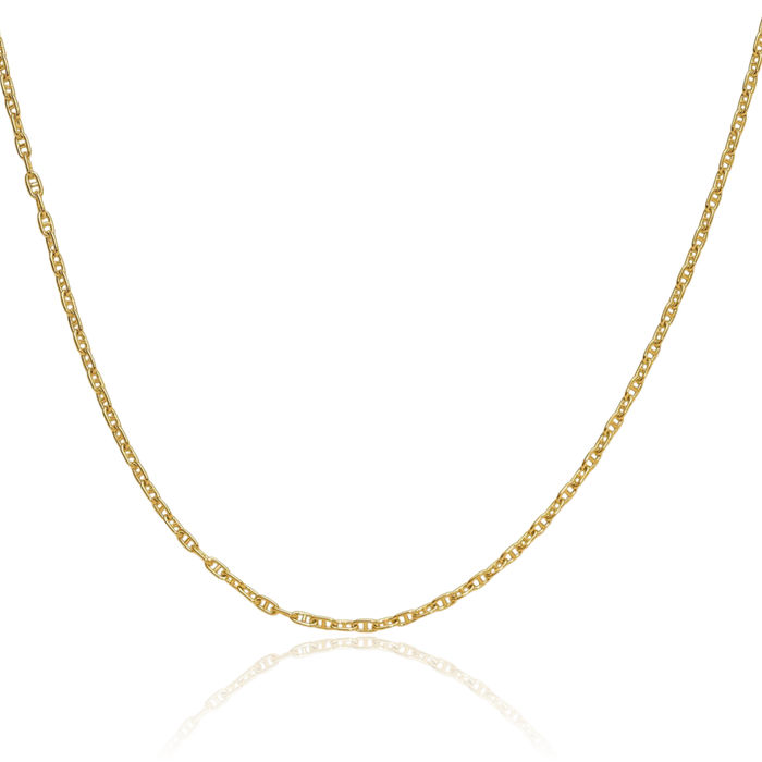 14K Solid Yellow Gold 1.8mm Anchor Mariner Link Chain Necklace