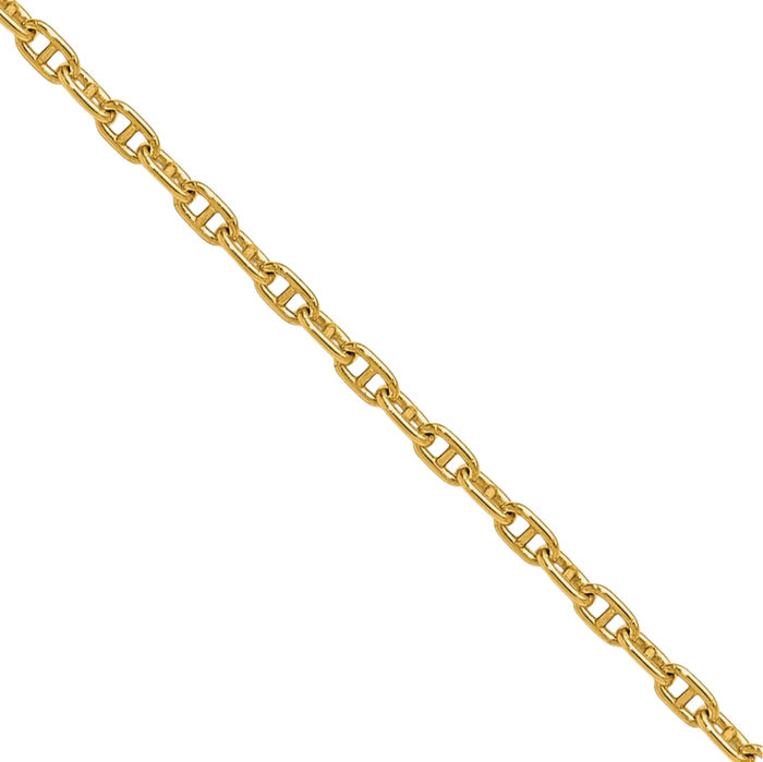 14K Solid Yellow Gold 1.8mm Anchor Mariner Link Chain Necklace