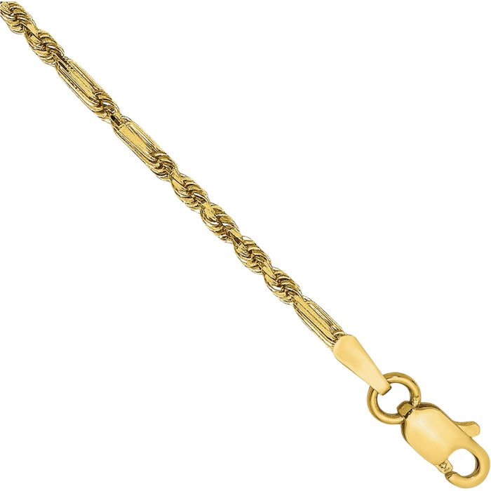 14K Solid Yellow Gold 1.8mm Milano Rope Chain Bracelet