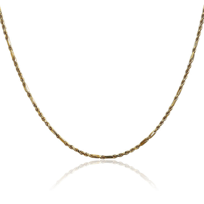 14K Solid Yellow Gold 1.8mm Milano Rope Chain Twisted Link Necklace