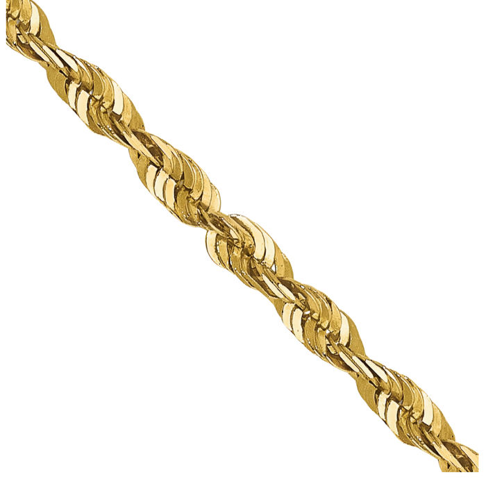 14K Solid Yellow Gold 1.8mm Rope Chain Twisted Link Necklace