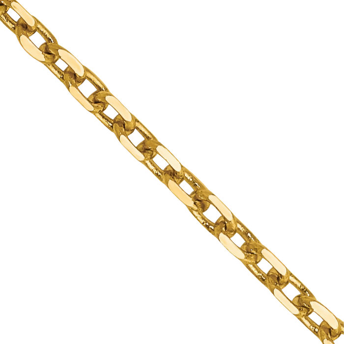 14K Solid Yellow Gold 1.8mm Round Cable Rolo Link Chain Belcher Necklace